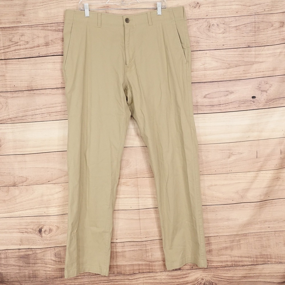 Haggar Coastal Comfort Chino Pants Mens 38x32 Beige Straight Fit Stretch Casual